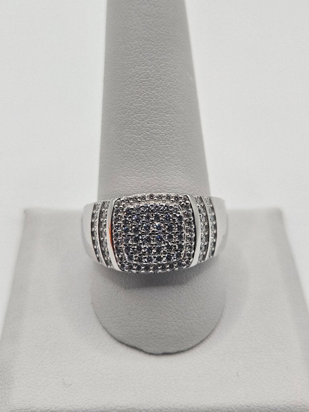 Mens Moissanite Iced Out Statement Ring S925 Size 11 + Studs Set